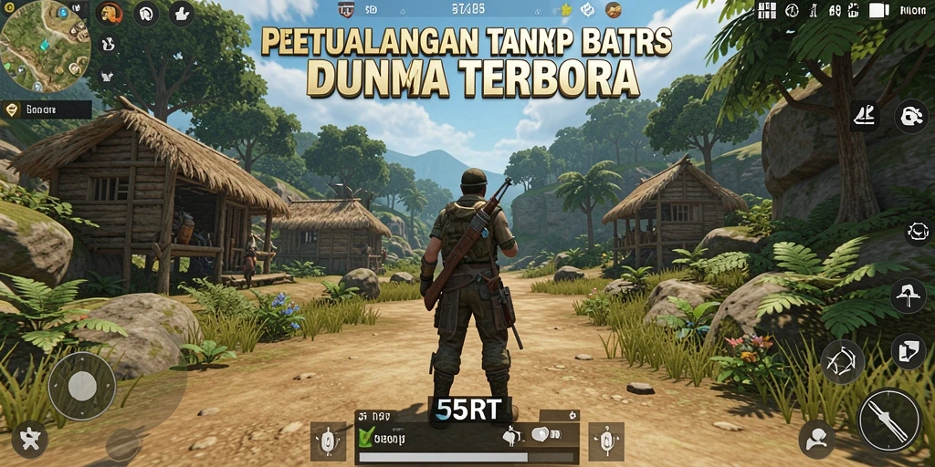 Tangkapan layar dari gameplay 55RT yang menakjubkan di dunia terbuka.