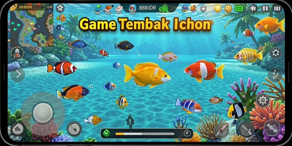 Screenshot gameplay 888IDR menampilkan keseruan menembak ikan.