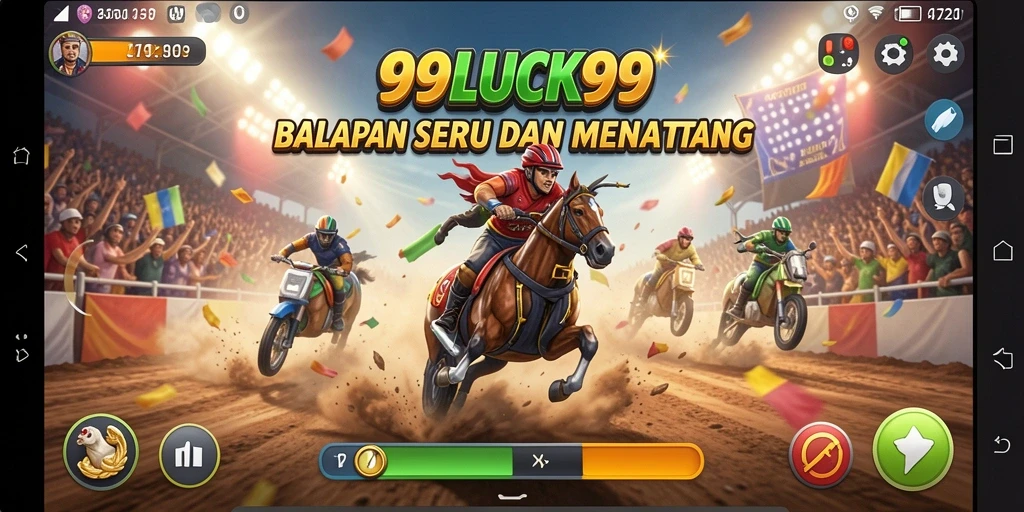 Gameplay 99LUCK99 yang menampilkan balapan cepat dan grafik memukau.