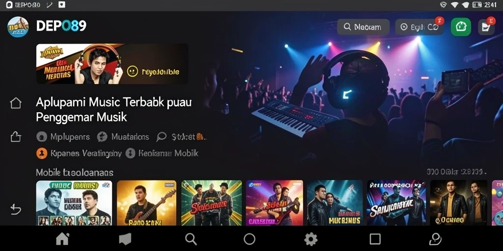 Screenshot gameplay DEPO89 menunjukkan antarmuka user-friendly saat memutar musik.