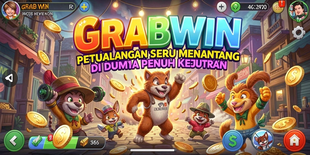 Tangkapan layar gameplay <strong>GRABWIN</strong> menampilkan pertempuran seru dan eksplorasi dunia yang menakjubkan.