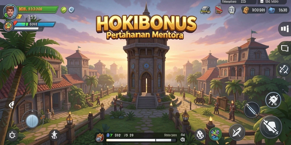 Tangkapan layar HOKIBONUS menampilkan aksi gameplay Tower Defense yang intens.