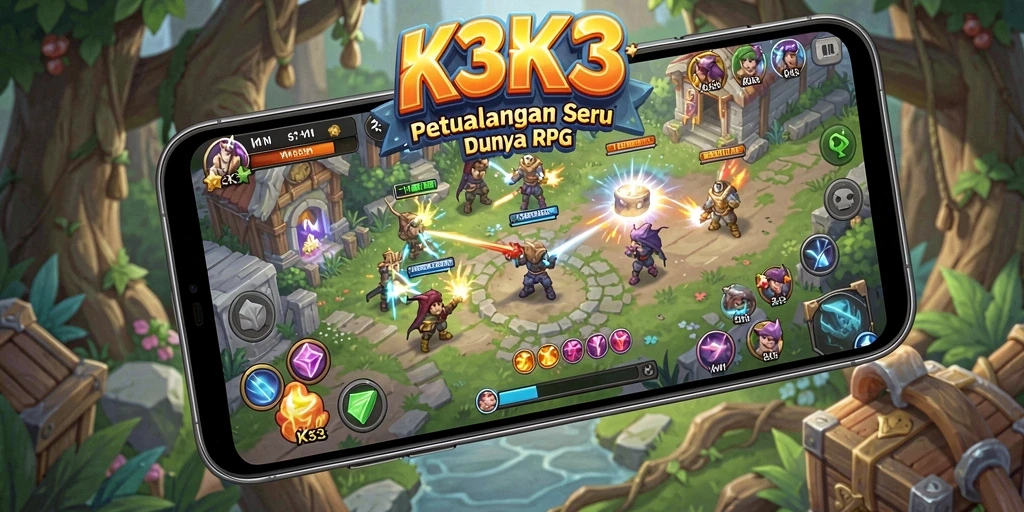 Gameplay K3K3 menampilkan petualangan RPG yang mendebarkan.