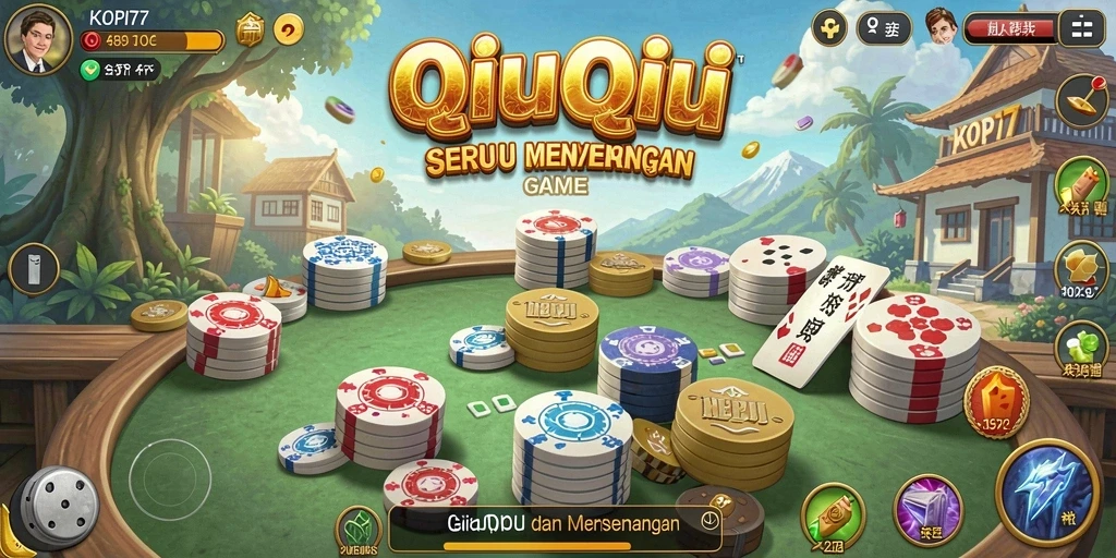 Tampilan gameplay seru dalam KOPI77 saat bermain QiuQiu.