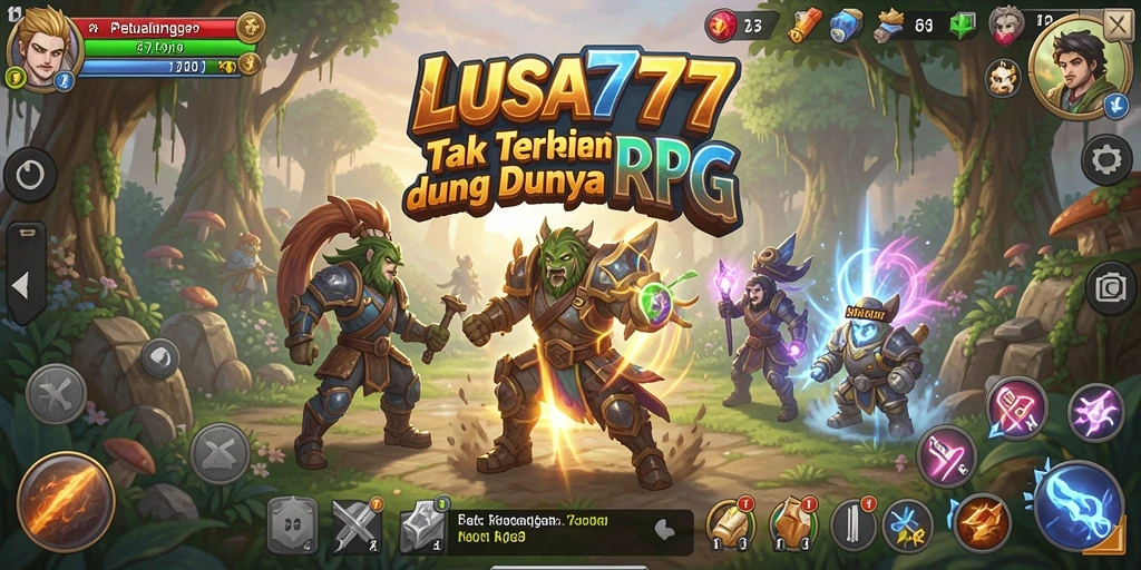 Screenshot gameplay <strong>LUSA777</strong> yang menunjukkan pertarungan epik di dunia RPG.