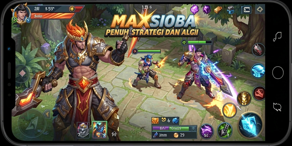 Screenshot gameplay MOBA yang penuh aksi dalam MAXSLOT.