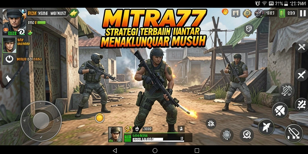 Screenshot utama MITRA77 menunjukkan aksi seru dalam pertempuran strategi.