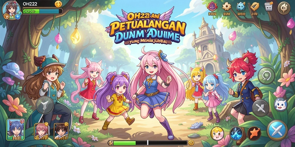 Screenshot utama OH222 menampilkan aksi pertempuran seru dengan karakter anime.