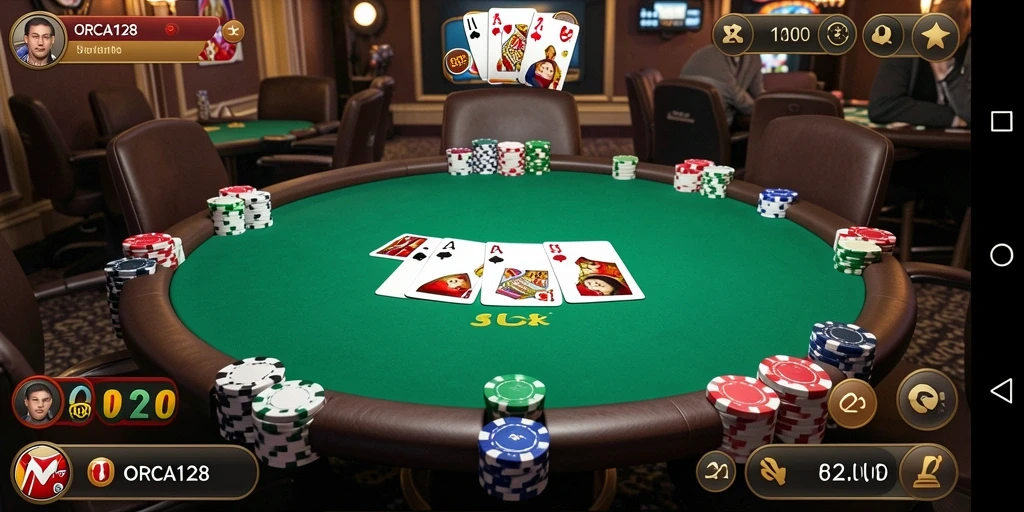 Tampilan gameplay Poker yang mengasyikkan di ORCA128.