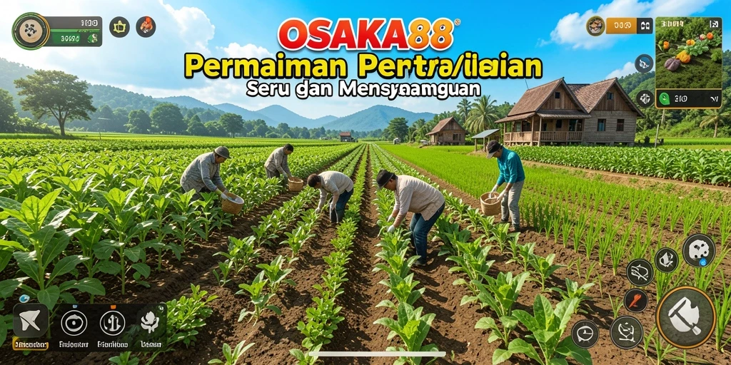 Tampilan gameplay OSAKA88 dengan aktivitas bertani yang seru dan interaktif.