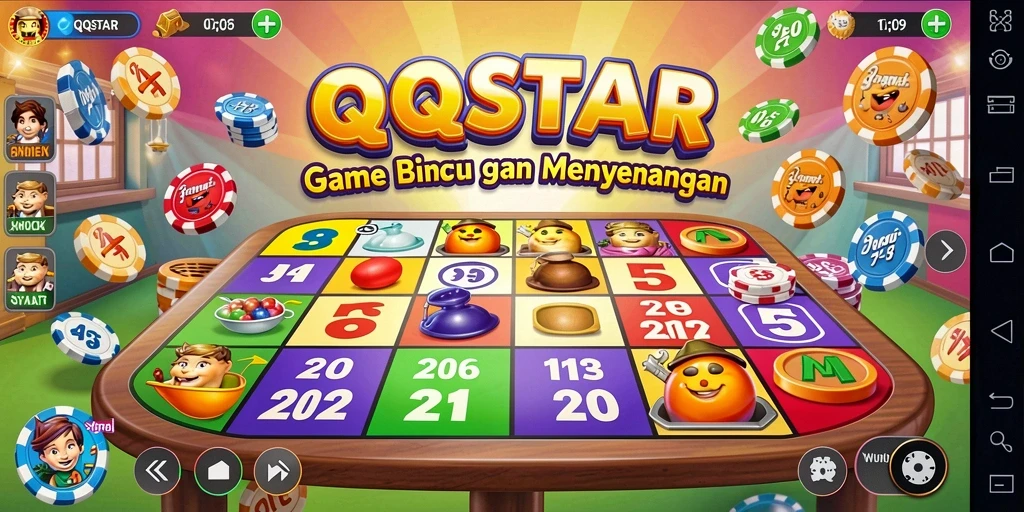 Tampilan gameplay QQSTAR menampilkan keseruan bermain Bingo yang menarik.