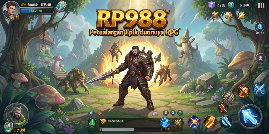 Tampilan gameplay RP888 yang menakjubkan dan penuh aksi RPG.