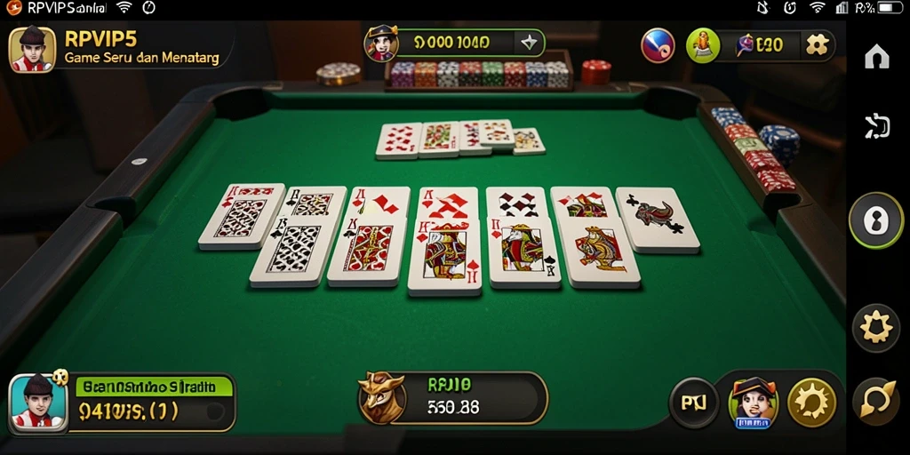 Tampilan gameplay seru RPVIP5 dengan aksi domino yang menantang.