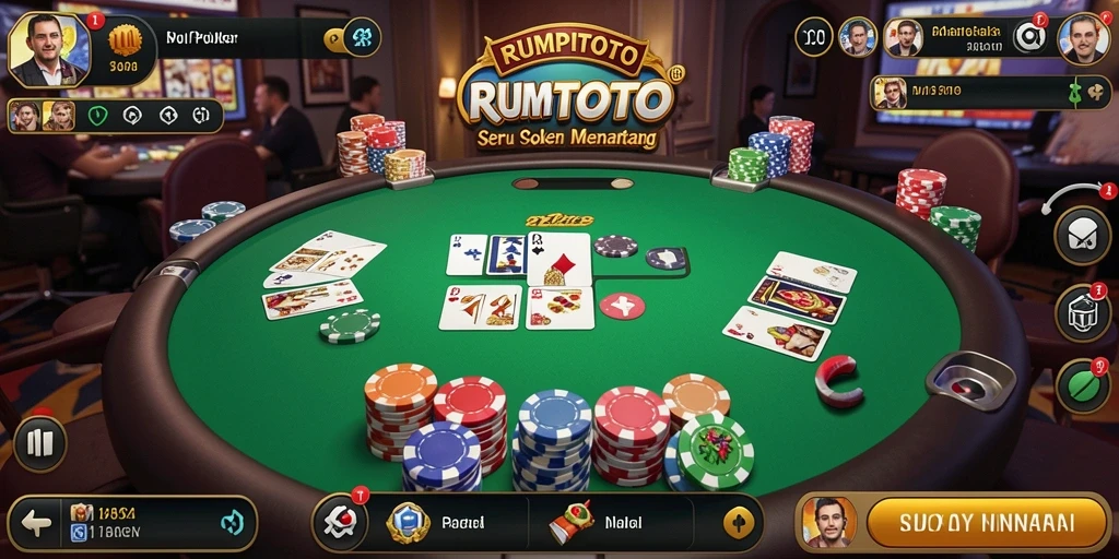 Screenshot gameplay RUMPITOTO menampilkan aksi seru permainan Poker.
