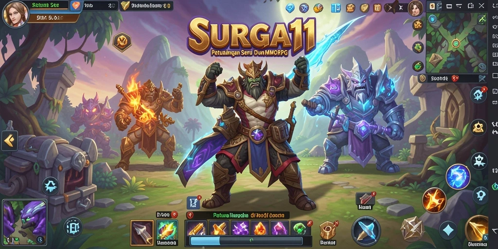 Tampilan gameplay SURGA11 menampilkan pertarungan epik dan eksplorasi dunia.