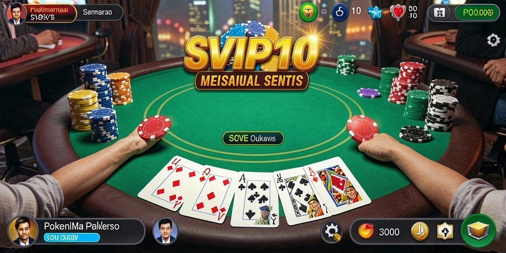 Tampilan menarik dari gameplay SVIP10 yang mengesankan dalam permainan Poker.