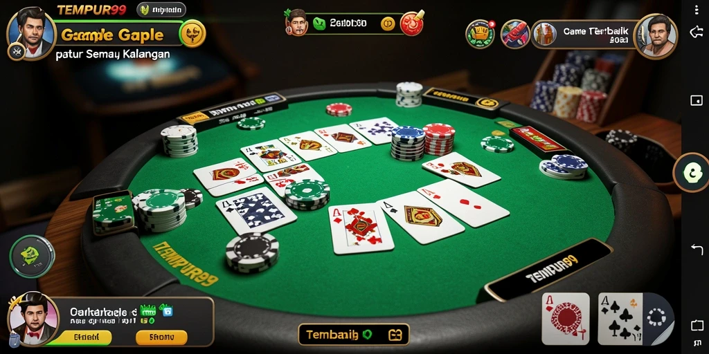 Screenshot gameplay TEMPUR99 menunjukkan keseruan bermain Gaple secara online.