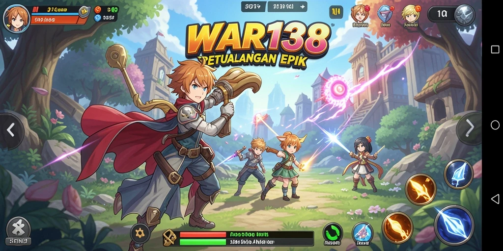 Tangkapan layar gameplay <strong>WAR138</strong> yang menampilkan aksi seru dan karakter anime.