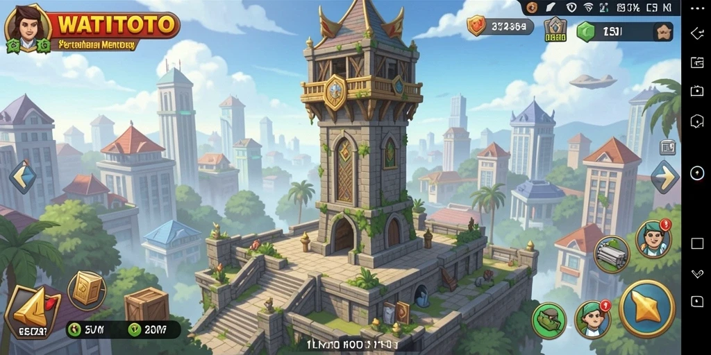 Tangkapan layar gameplay WATITOTO menampilkan aksi menegangkan dalam Tower Defense.