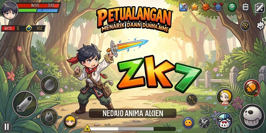 Tampilan gameplay ZK7 yang menakjubkan dan penuh warna.